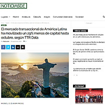 El mercado transaccional de Amrica Latina ha movilizado un 29% menos de capital hasta octubre, segn TTR Data